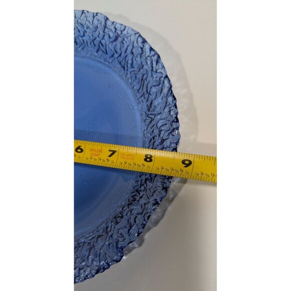 Fire & Light Style Blue Recycled Glass Lunch Plate Textured Rim - Picture 6 of 10